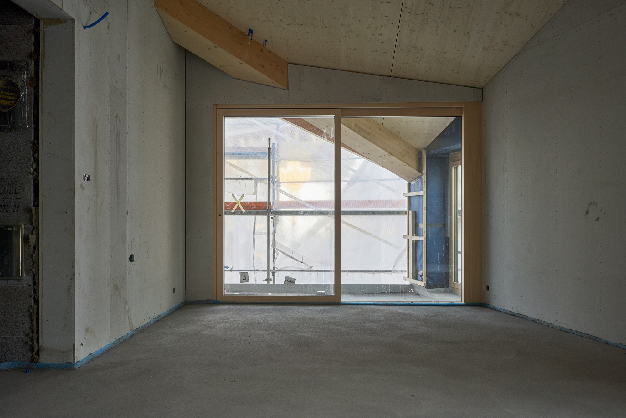 New construction interior — window installation and finishing