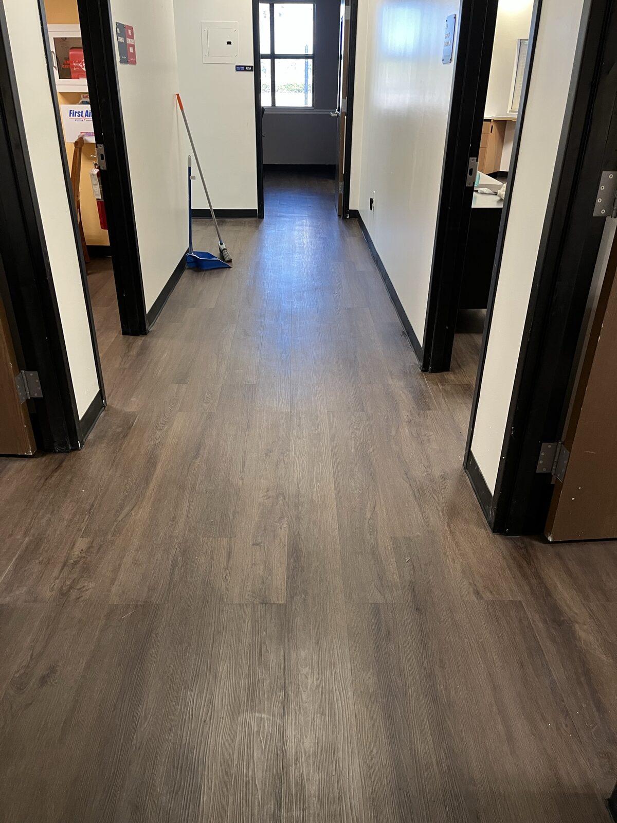 Commercial office build-out with luxury vinyl plank flooring, Miami